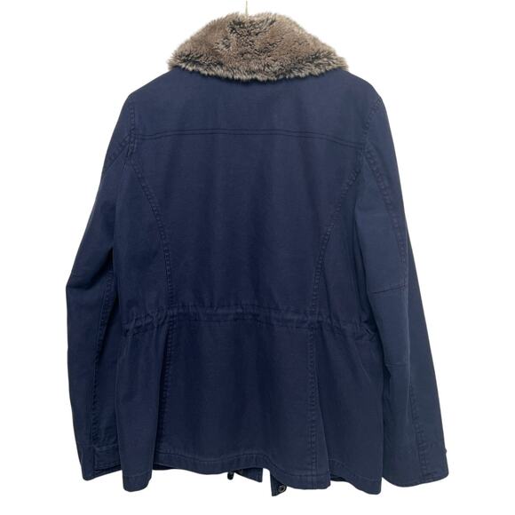 G.H. BASS & Co. Fur Collar Barn Jacket Navy Small - Picture 2 of 7